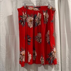 SHEIN Red Floral A-Line Skirt